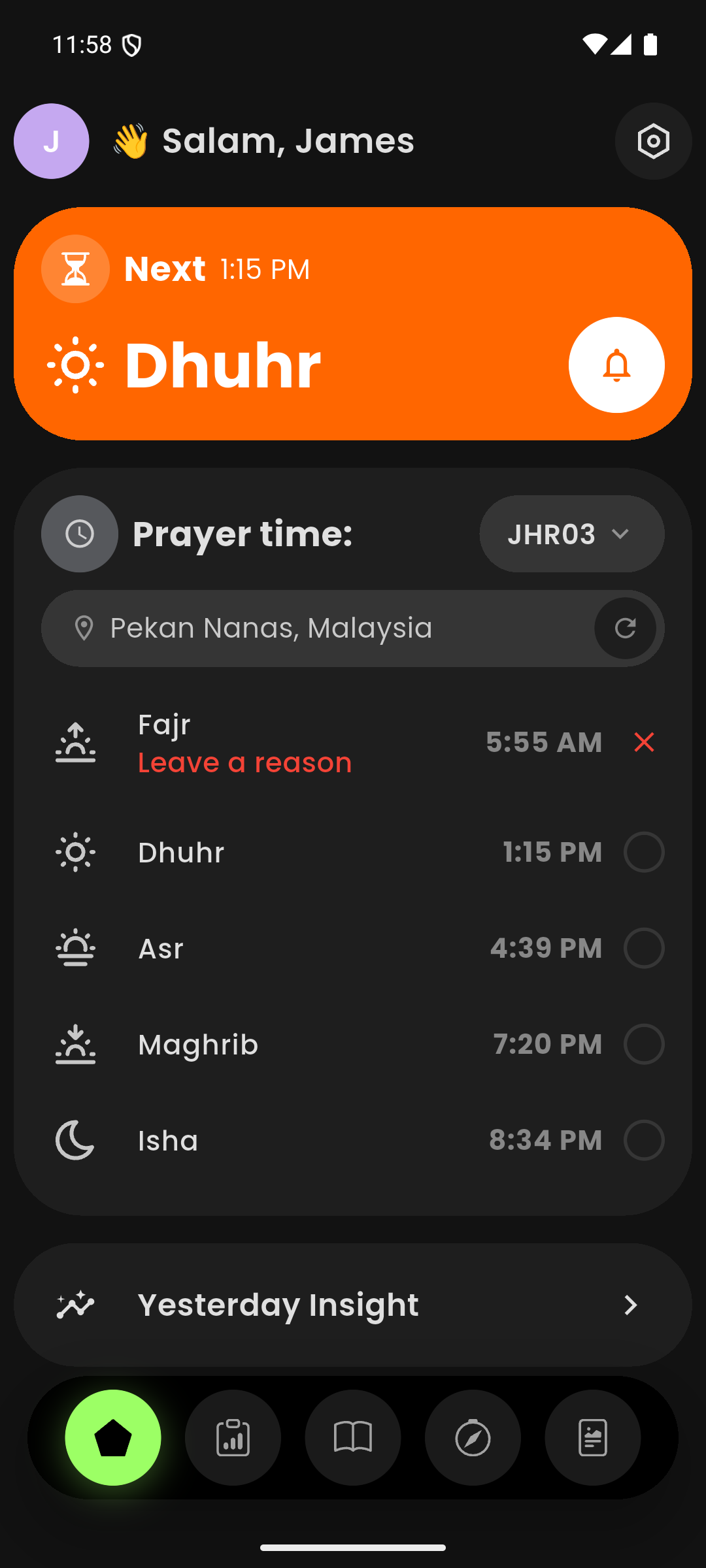 MySolat Home Screen